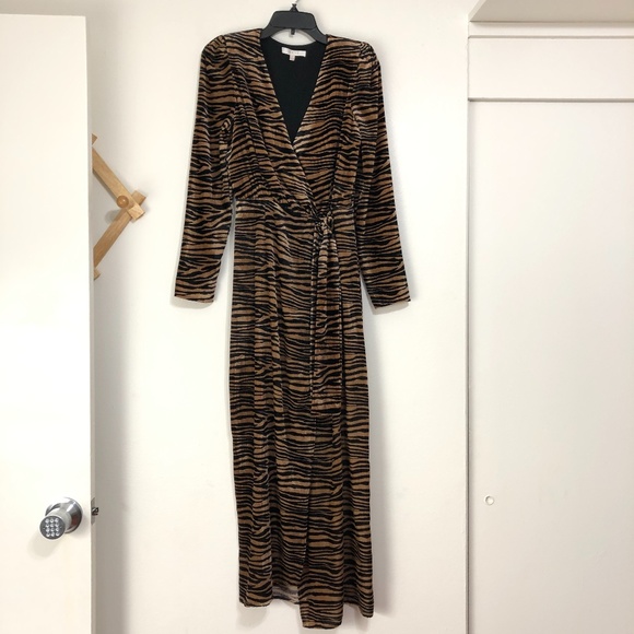 Wayf Arlene Tiger Print Warp Velvet Dress - Picture 5 of 8